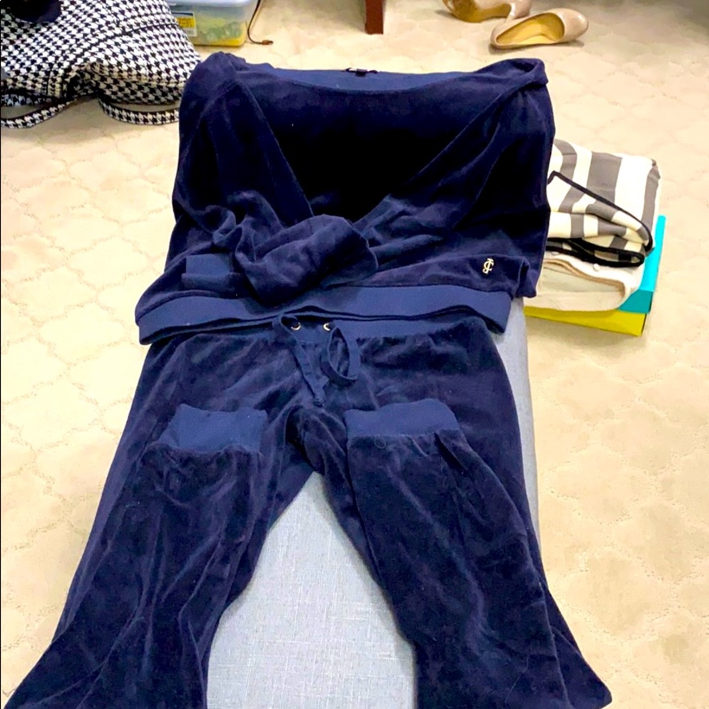 Navy track suit.